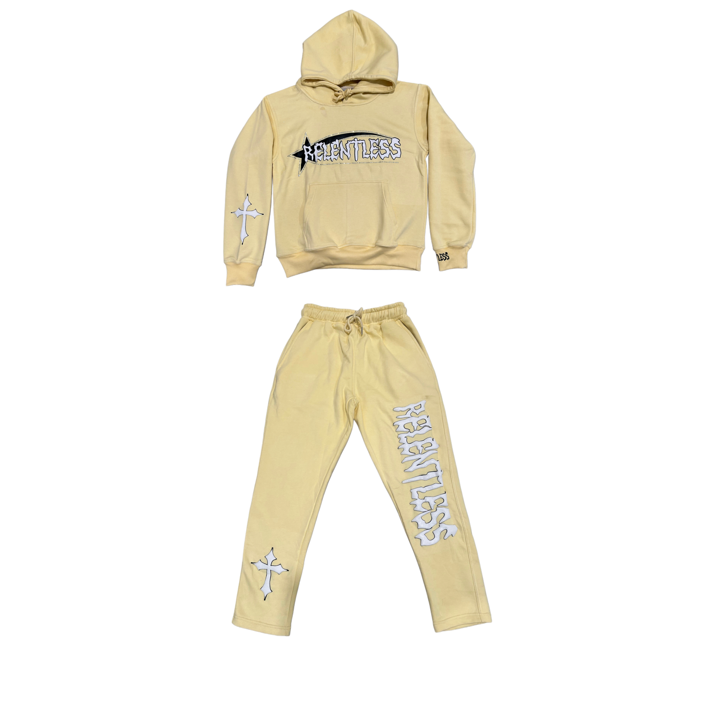 Pastel Yellow/Black/White "Relentless Angel" Full Tracksuit