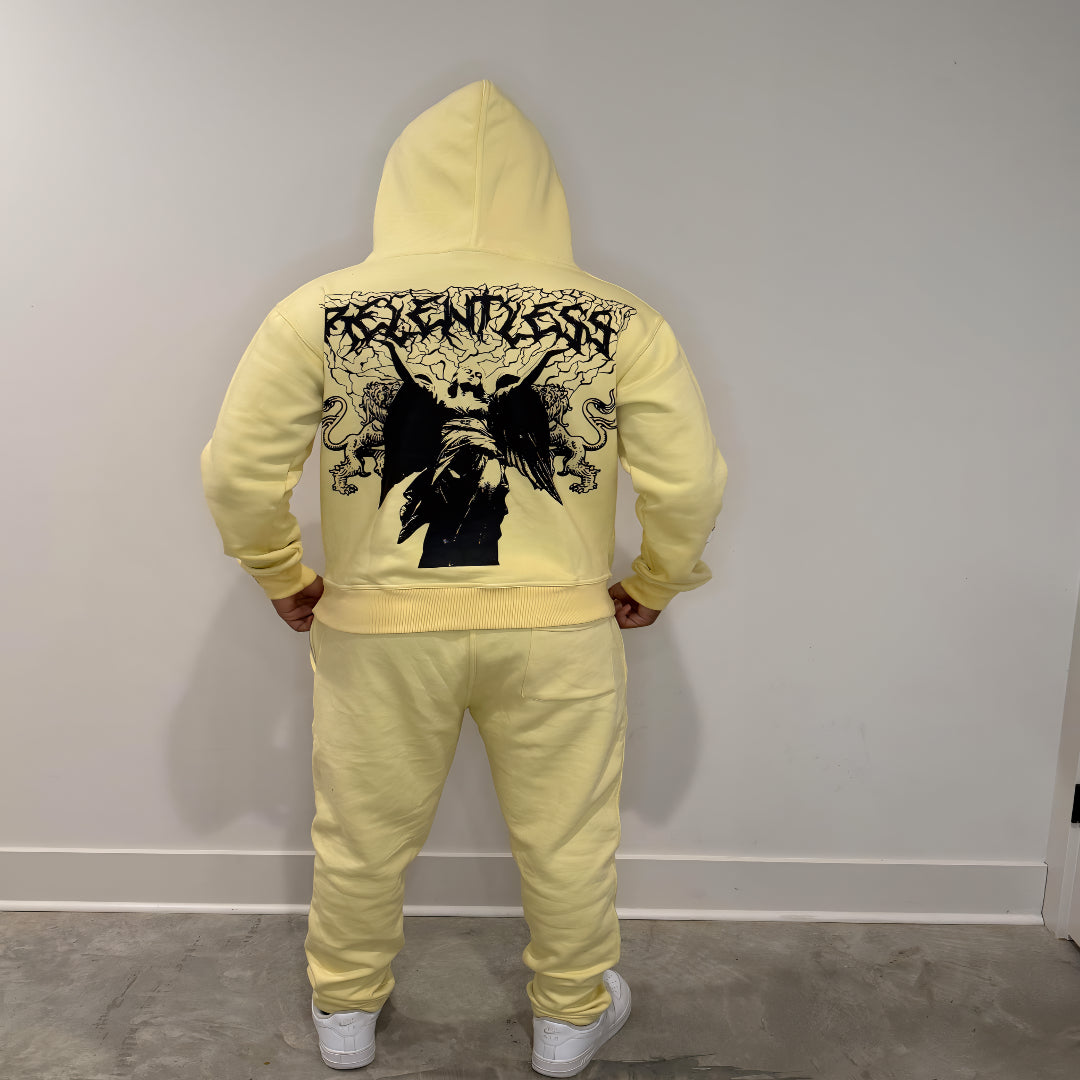 Pastel Yellow/Black/White "Relentless Angel" Full Tracksuit